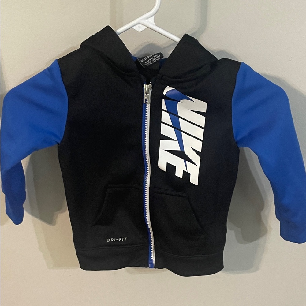 Nike Kids Black and Blue Zip-Up Hoodie